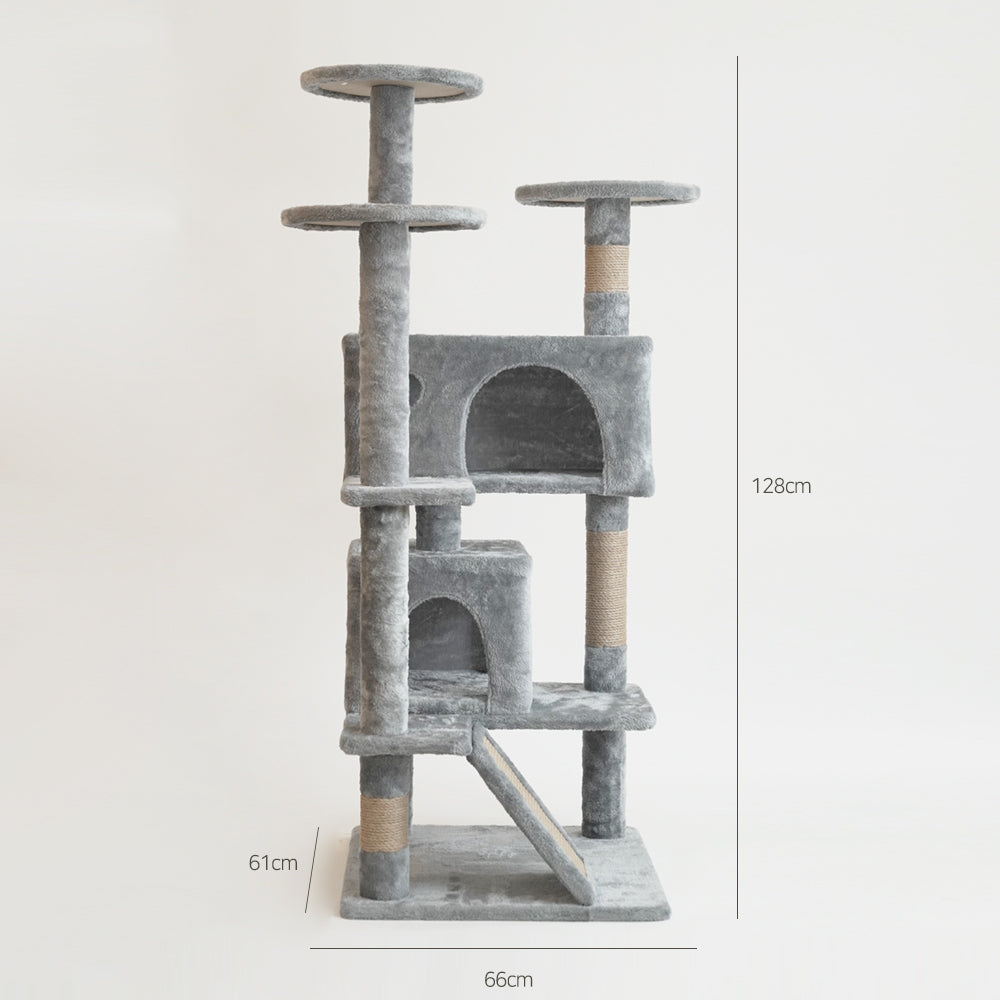 Petoria Just-1 8floor Tunnel Breathing Platform Medium Cat Tower 128cm (Gray / Beige)